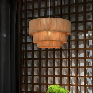 Lampada a Sospensione in Fune & Metallo - Design Industriale